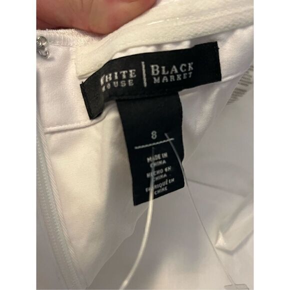White House Black Market White Strapless Dress with Beaded Lace Bodice. Size 8. - Picture 3 of 10